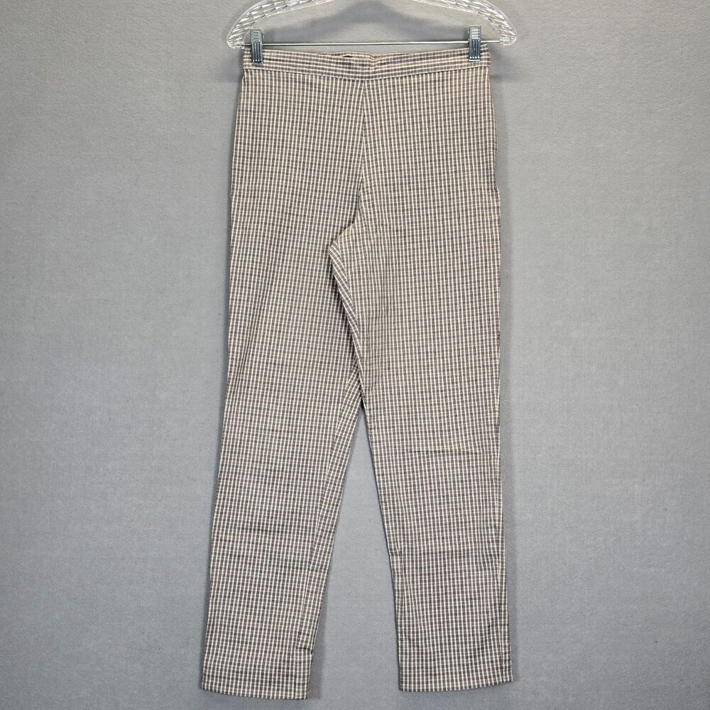J. Crew Womens 8 BeigeWhite Gingham  Cropped Slim Leg Ankle Pants